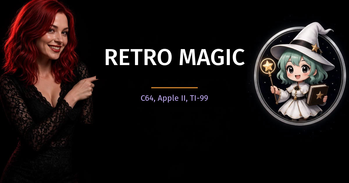 RETRO MAGIC. C64, Apple II, TI-99.